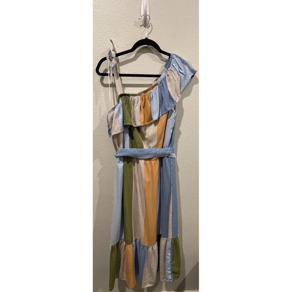 LC LAUREN CONRAD One Shoulder Multicolor Striped Midi Dress - Picture 4 of 6
